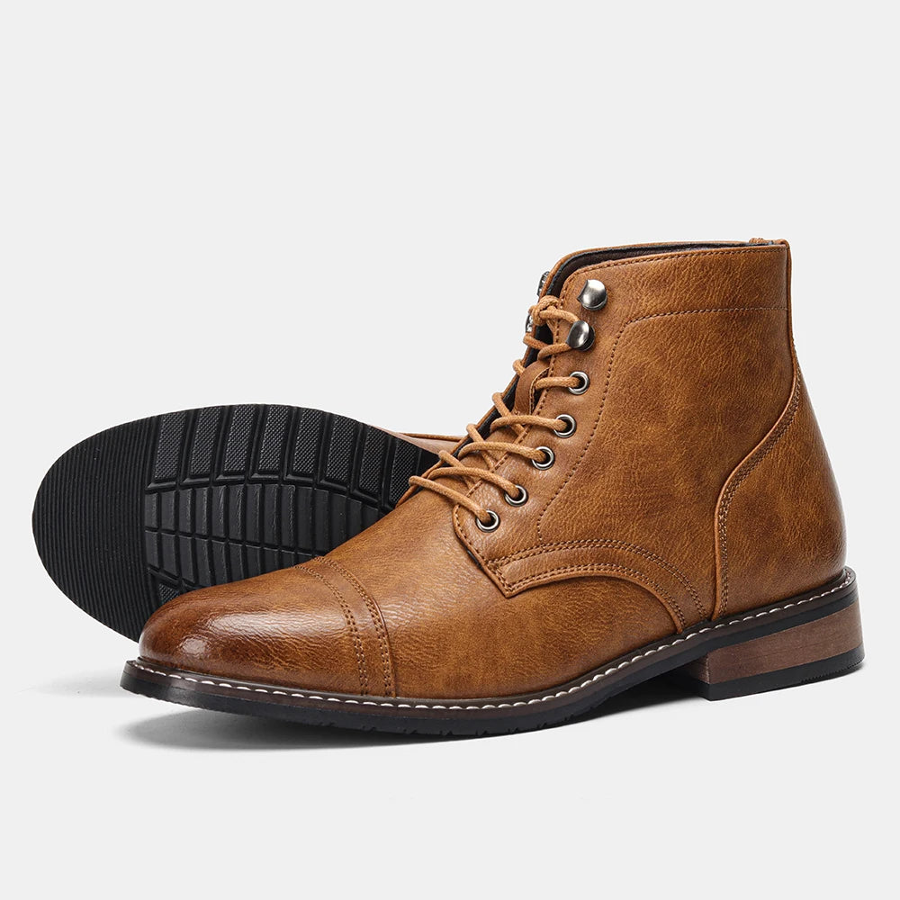 Comfortable Spring Leather Ankle Boots for Men 2025 fashion Men Boots