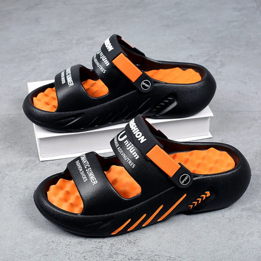 Massage Men Slippers Summer Breathable EVA Slippers Dual Purpose Sandals For Men Lightweigh Sumer Shoes For Men Plus Size 39-48
