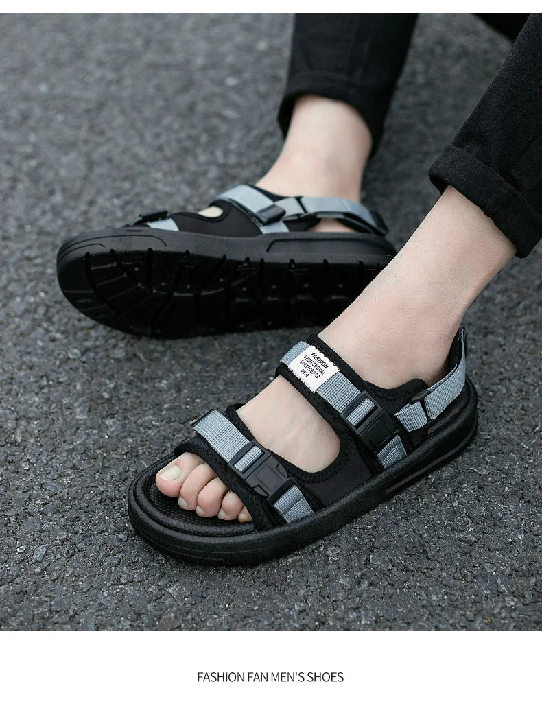2024 Summer Men's Sandals Comfortable and Lightweight Hook Loop Men Roman Shoes Outdoor Non-Slip Beach Sandals Flip Flop Sandals