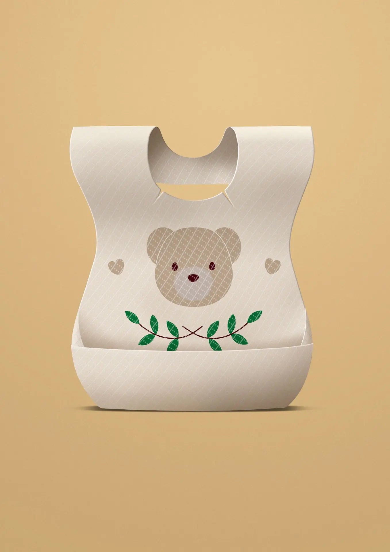 50-Pack Disposable Bibs for Babies Aged 6 Months to 2 Years Cartoon Bear Feeding Bib for Boy Girl Non-woven Drool Towel