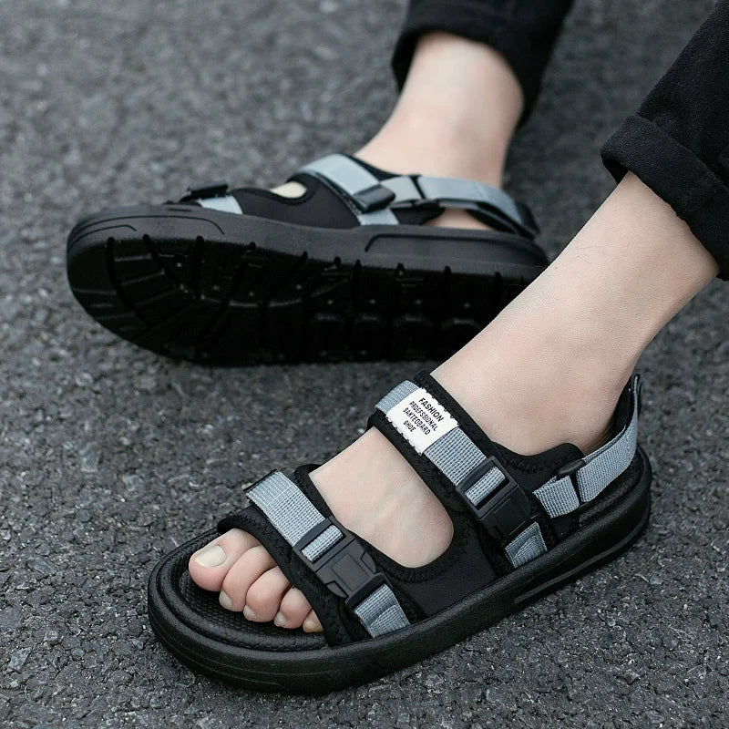 2024 Summer Men's Sandals Comfortable and Lightweight Hook Loop Men Roman Shoes Outdoor Non-Slip Beach Sandals Flip Flop Sandals