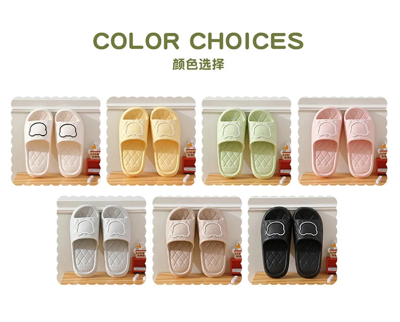 Thick Sole Summer Beach Slides Mens Bath Anti-Slip Slipper Large Size 49 Soft Sandals Fashion Women Flip-Flops Cartoon Bear Shoe
