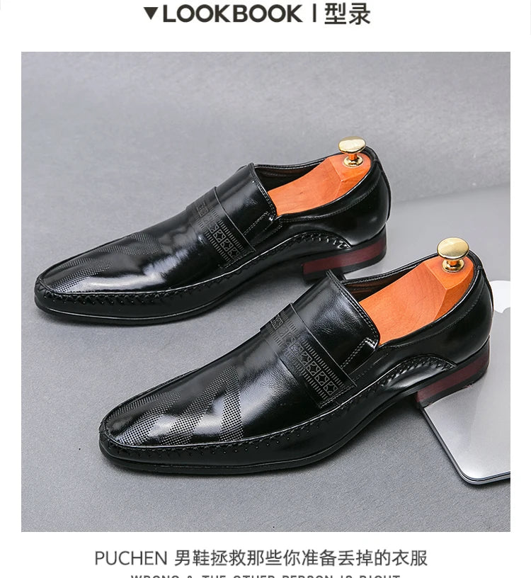 Retro Brown Leather Shoes Men Loafers Comfortable Flat Men's Dress Shoes High Quality Lightweight Business Formal Shoes For Men