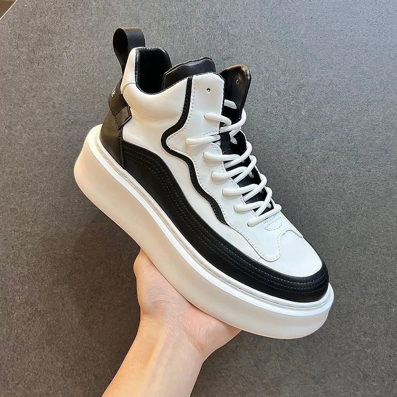 2025 Spring New Men Breathable White Soft Leather Shoes Korean Edition Campus Bread Shoes Fashion Casual Sports Running Sneakers