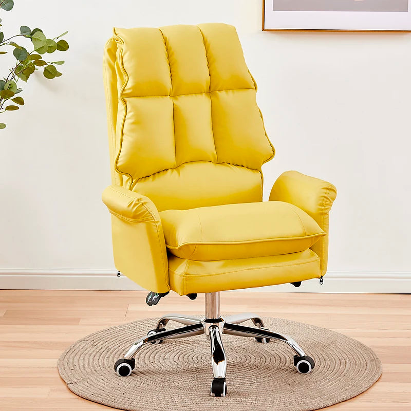 2025 New gaming chair pink office computer chair comfortable soft  gamer chair PU Leather chair Rotating recliner with footrest