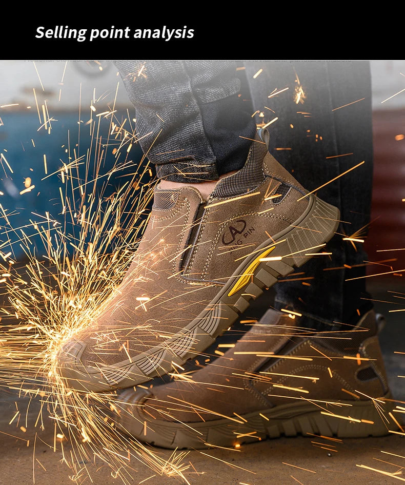 Imwete Fashion Work Safety Shoes Men Breathable Outdoor Hiking Steel Toe Sneakers Electric Welder Insulated Protection Footwear