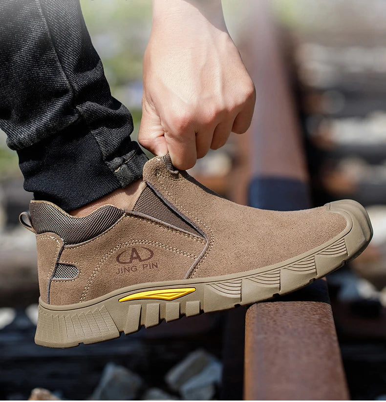 Imwete Fashion Work Safety Shoes Men Breathable Outdoor Hiking Steel Toe Sneakers Electric Welder Insulated Protection Footwear