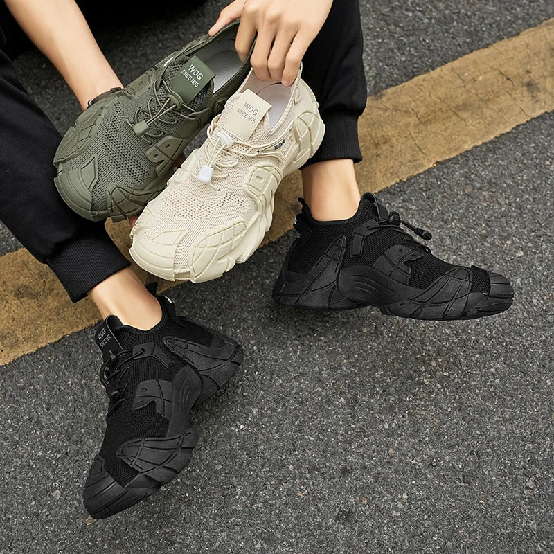 Men's casual sports shoes fashion new large size thick soled sneakers men's shoes breathable increase punk shoes men's loafers