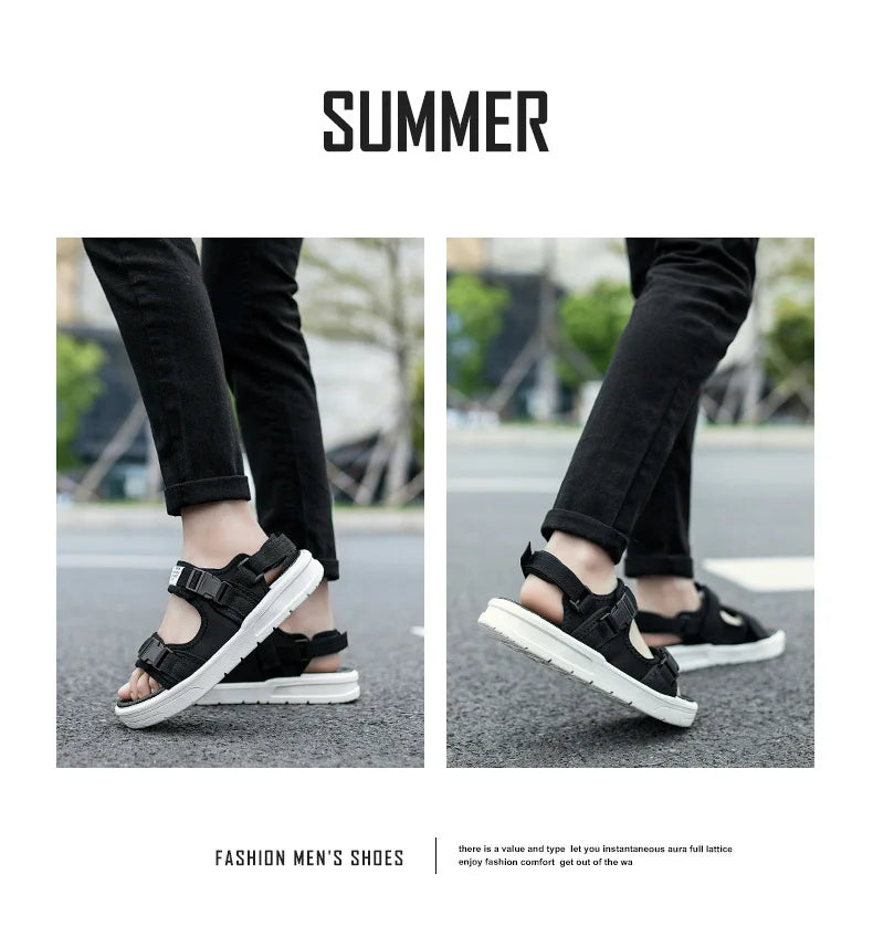 2024 Summer Men's Sandals Comfortable and Lightweight Hook Loop Men Roman Shoes Outdoor Non-Slip Beach Sandals Flip Flop Sandals