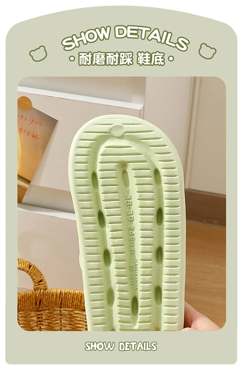 Thick Sole Summer Beach Slides Mens Bath Anti-Slip Slipper Large Size 49 Soft Sandals Fashion Women Flip-Flops Cartoon Bear Shoe