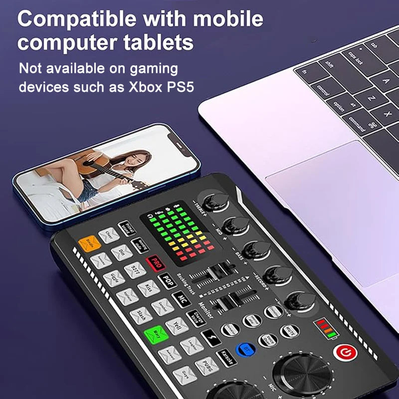 Live Podcast Equipment Set, with BM800 studio microphone, audio mixer supports a variety of sound effects, for PC,live broadcast