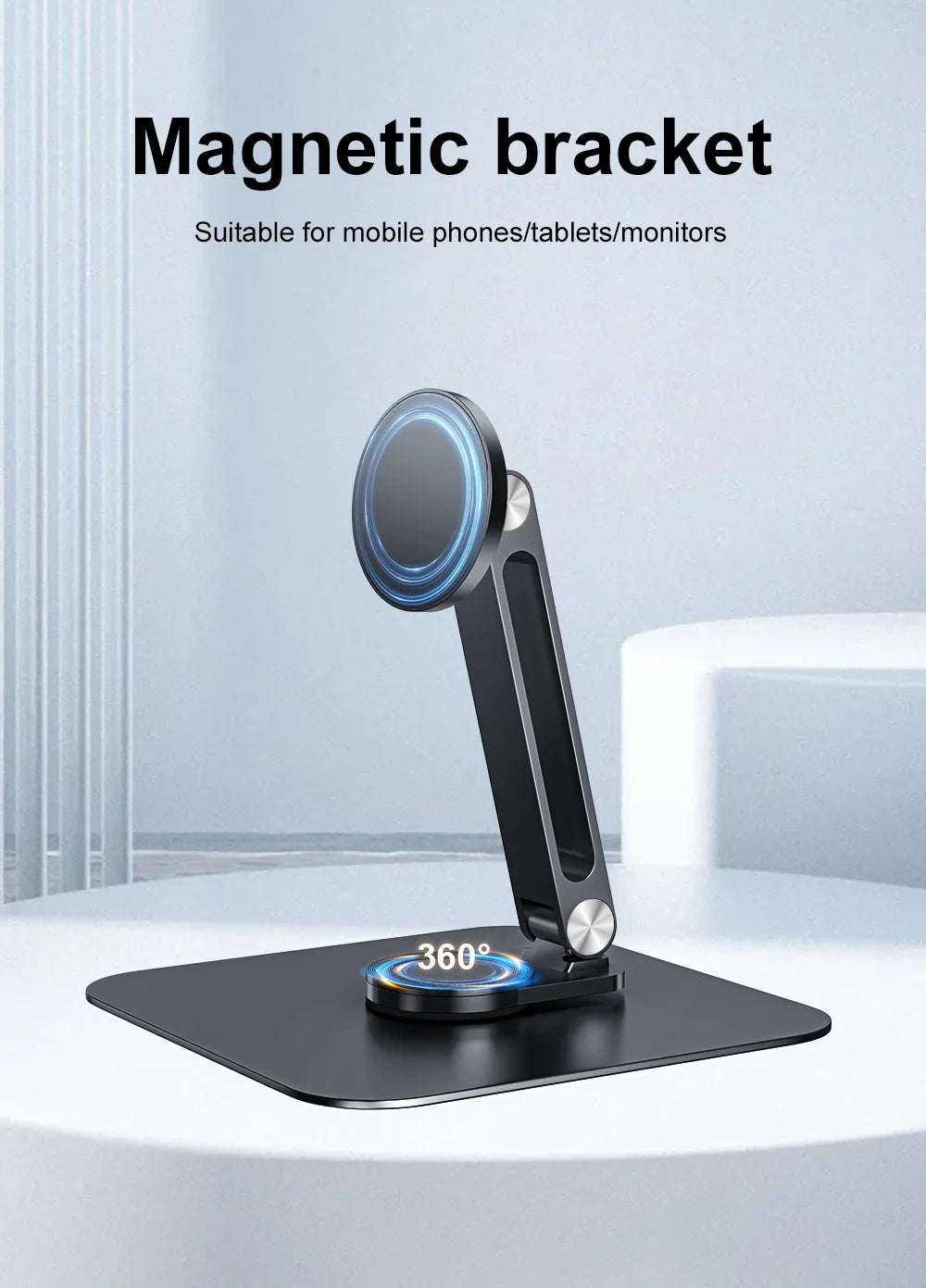 360° Stand for Portable Monitor Magnetic Bracket Aluminum Alloy Desktop Holder 3KG Load Capacity Ultra Stable for Phone Tablet
