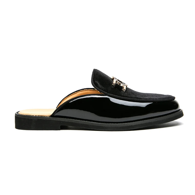 Leather Casual Shoes For Men Luxury Black Mules Fashion Flats Summer Breathable Outdoor Slippers Male Slip On Loafers Designer