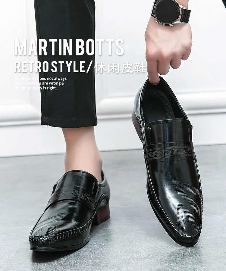 Retro Brown Leather Shoes Men Loafers Comfortable Flat Men's Dress Shoes High Quality Lightweight Business Formal Shoes For Men