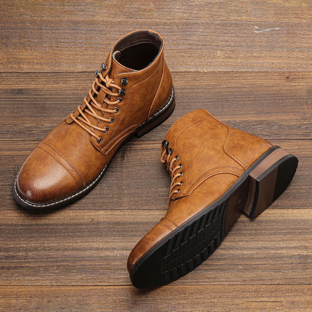 Comfortable Spring Leather Ankle Boots for Men 2025 fashion Men Boots