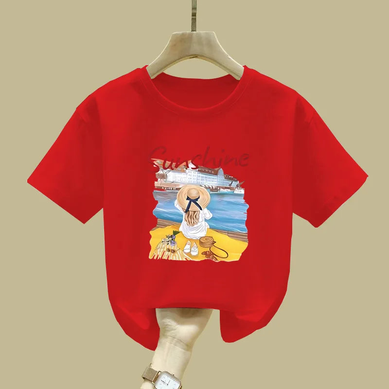 Fashionable Children's and Baby Summer Wear, Summer Cartoon Little Girl T-shirt Tops Are Trendy Kids Clothes
