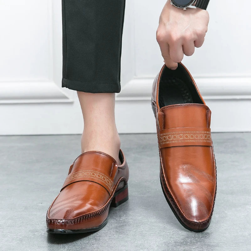 Retro Brown Leather Shoes Men Loafers Comfortable Flat Men's Dress Shoes High Quality Lightweight Business Formal Shoes For Men