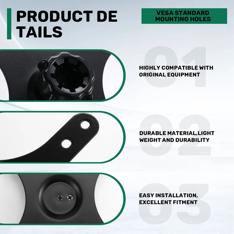 Portable Monitor Mounting Adapter Bracket Plate, 17Mm Ball Head To 100X100mm 75X75mm, Wall Mount Arm Mount Universal