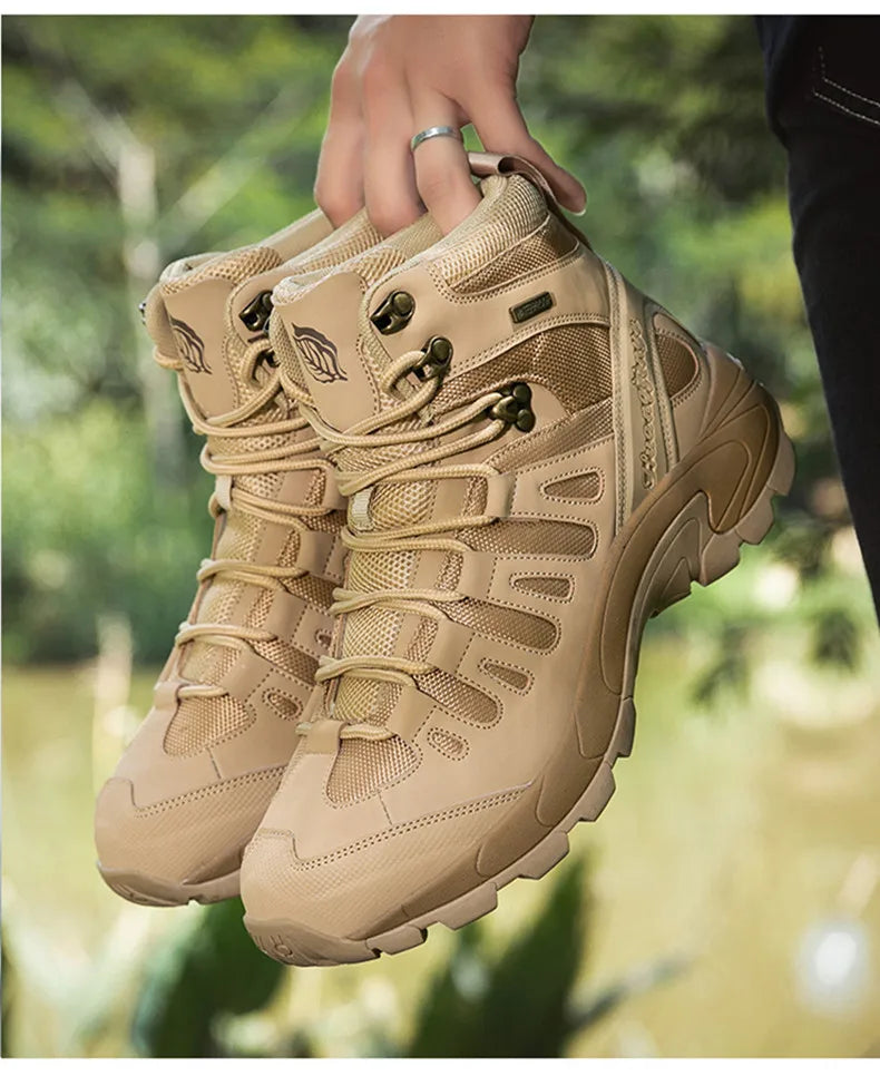 Winter Anti-slip Mens Boots Outdoor Leather Hiking Boots Breathable Men Desert Boots Comfortable Ankle Boots Men Work Shoes