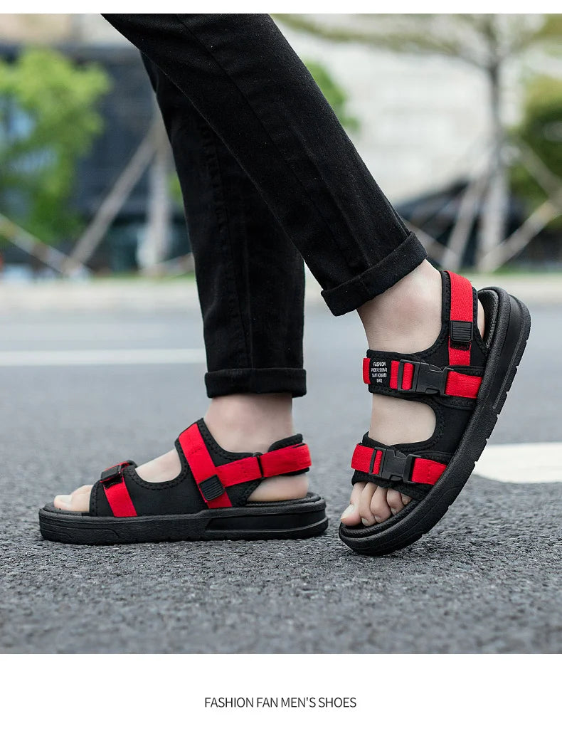 2024 Summer Men's Sandals Comfortable and Lightweight Hook Loop Men Roman Shoes Outdoor Non-Slip Beach Sandals Flip Flop Sandals