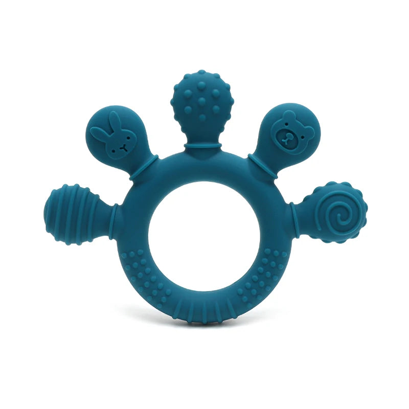 BPA Free Baby Silicone Teethers Sensory Toy Easy to Grasp Infant Teething Toys Food Grade Chewable Toys for Babies Newborn Gifts