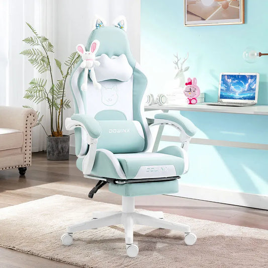Cat-ear Computer Chair Girls Home Office Gaming Chair Comfortable Back 135° Adjustable Bedroom Student Linkage Armrest Chair