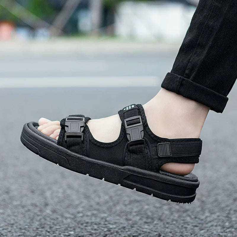 2024 Summer Men's Sandals Comfortable and Lightweight Hook Loop Men Roman Shoes Outdoor Non-Slip Beach Sandals Flip Flop Sandals