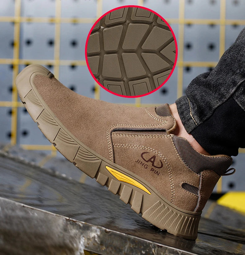Imwete Fashion Work Safety Shoes Men Breathable Outdoor Hiking Steel Toe Sneakers Electric Welder Insulated Protection Footwear