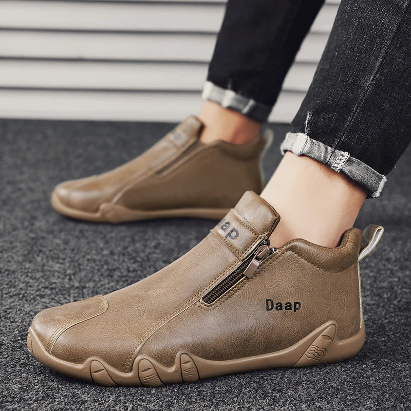 2024 Spring New Men's Casual Leather Shoe Cover Foot Lefu Shoes Flat Soft High Quality Slip-on Loafers
