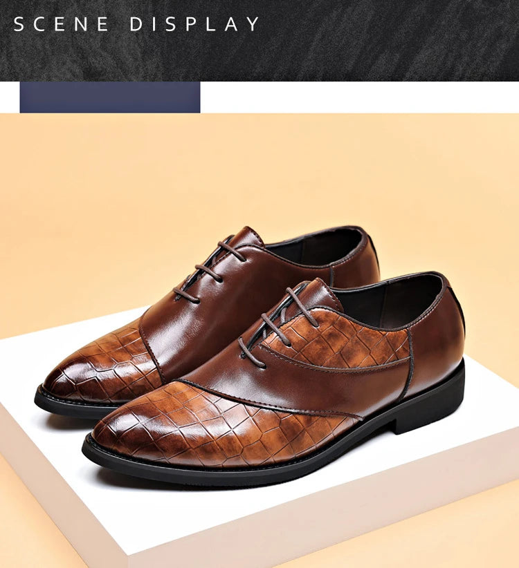 Designer Men's Dress Shoes Luxury Retro Oxford Shoes for Men Pointed Toe Lace-up Business Flats Brogue Wedding Party Shoes Male