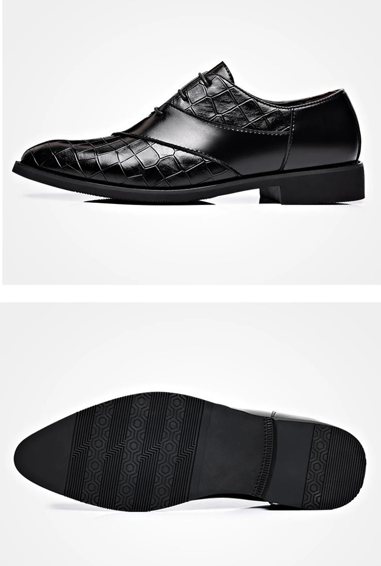 Designer Men's Dress Shoes Luxury Retro Oxford Shoes for Men Pointed Toe Lace-up Business Flats Brogue Wedding Party Shoes Male