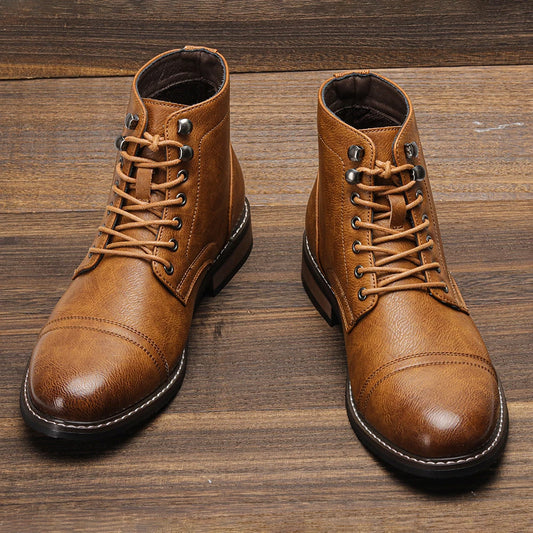 Comfortable Spring Leather Ankle Boots for Men 2025 fashion Men Boots
