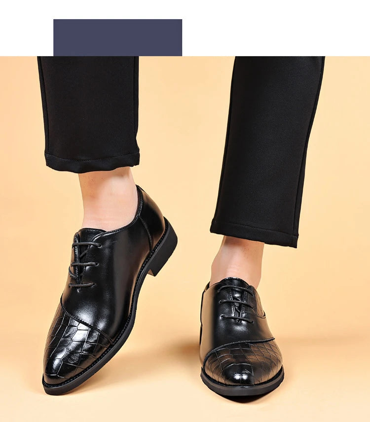 Designer Men's Dress Shoes Luxury Retro Oxford Shoes for Men Pointed Toe Lace-up Business Flats Brogue Wedding Party Shoes Male