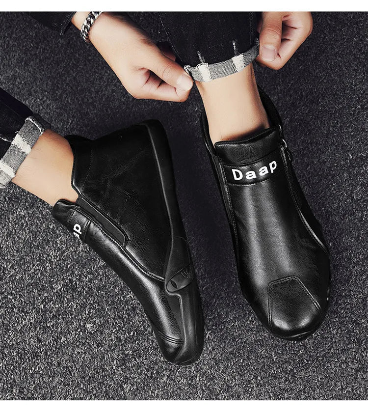 2024 Spring New Men's Casual Leather Shoe Cover Foot Lefu Shoes Flat Soft High Quality Slip-on Loafers