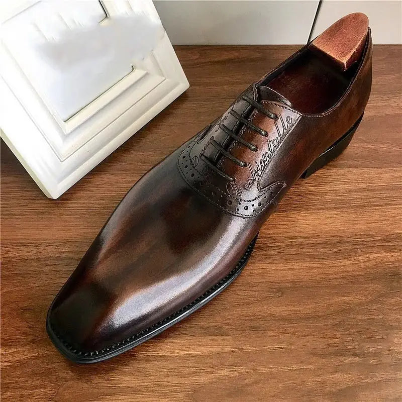 2025 New British Wedding Groom Men's Brock Business Pointed Leather  Formal Oxford Dress Shoes