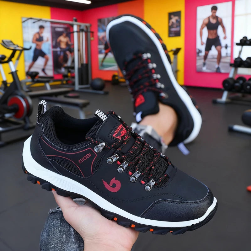Waterproof Men's Leather Hiking Shoes Camping Running Jogging Shoes Breathable Athletic Trainer Masculino Zapatillas De Deporte