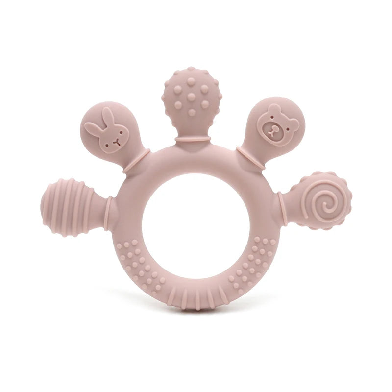 BPA Free Baby Silicone Teethers Sensory Toy Easy to Grasp Infant Teething Toys Food Grade Chewable Toys for Babies Newborn Gifts
