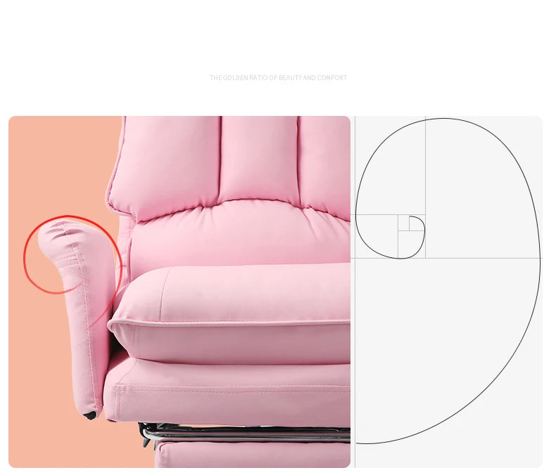 2025 New gaming chair pink office computer chair comfortable soft  gamer chair PU Leather chair Rotating recliner with footrest