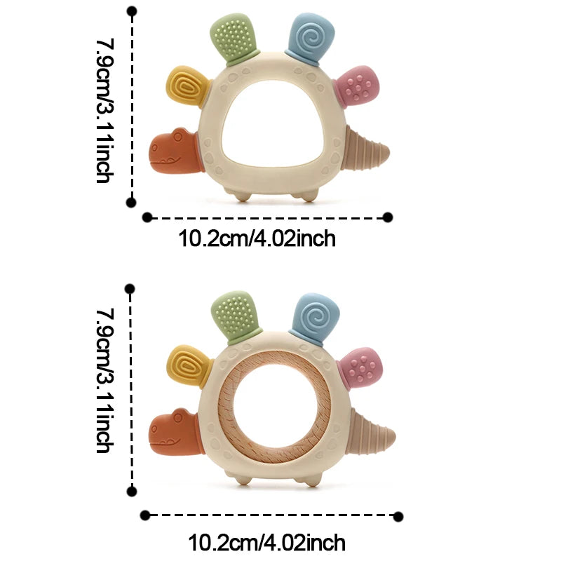 BPA Free Baby Silicone Teethers Sensory Toy Easy to Grasp Infant Teething Toys Food Grade Chewable Toys for Babies Newborn Gifts