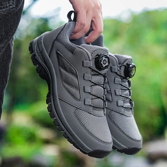 Male Sneakers Stylish Rotating Buckle Hiking Boots Solid Color Comfortable Non-slip Sporty Shoes Plus Size Men Shoes