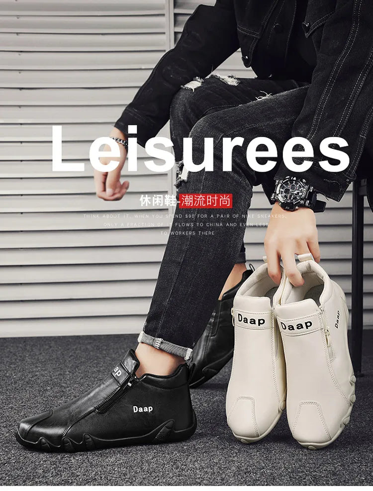 2024 Spring New Men's Casual Leather Shoe Cover Foot Lefu Shoes Flat Soft High Quality Slip-on Loafers