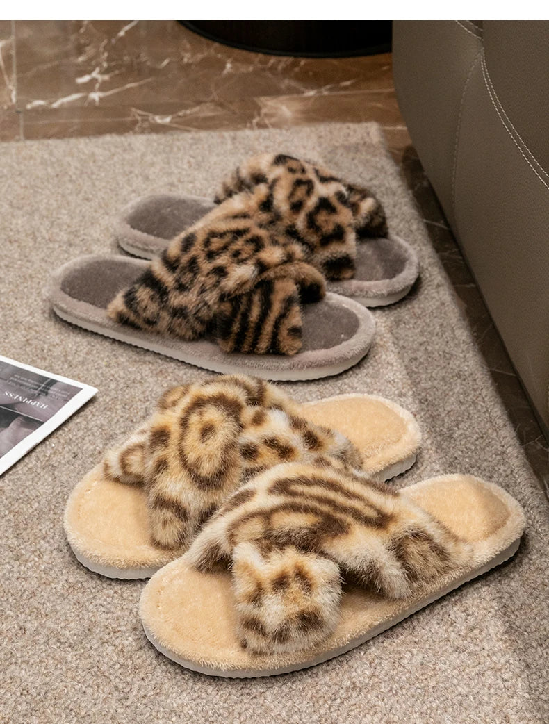 Men's Leopard Print Slide Slippers - Breathable Open-Toe House Shoes with Non-Slip Soft Sole, Comfortable Unisex Indoor/Outdoor