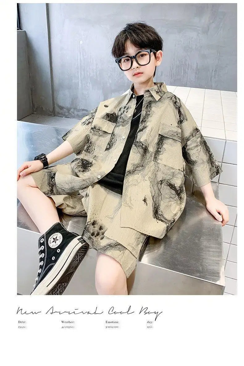 Kids Clothes Set Boys High Quality Fashion New 2023 Cool Boy Sets Spring & Autumn Linen Sets Three Quarter Jackets