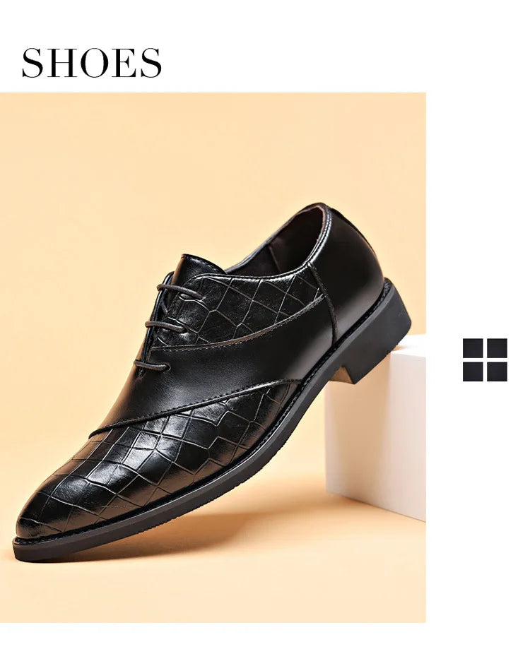 Designer Men's Dress Shoes Luxury Retro Oxford Shoes for Men Pointed Toe Lace-up Business Flats Brogue Wedding Party Shoes Male