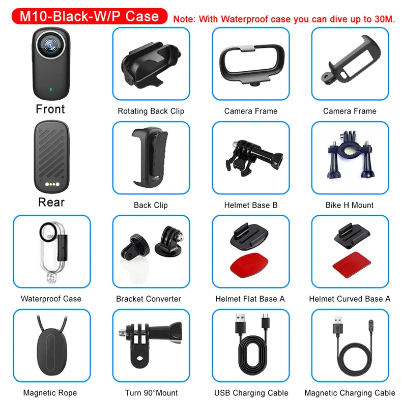 WiFi 4K Mini Thumb Camera Bodycam Action Bike Cam Motorcycle Sport Cam Body Action Sports DV Camcorder 30M Waterproof Optional