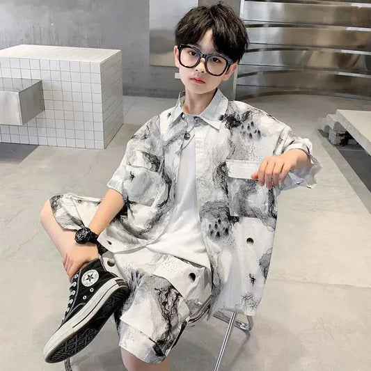 Kids Clothes Set Boys High Quality Fashion New 2023 Cool Boy Sets Spring & Autumn Linen Sets Three Quarter Jackets