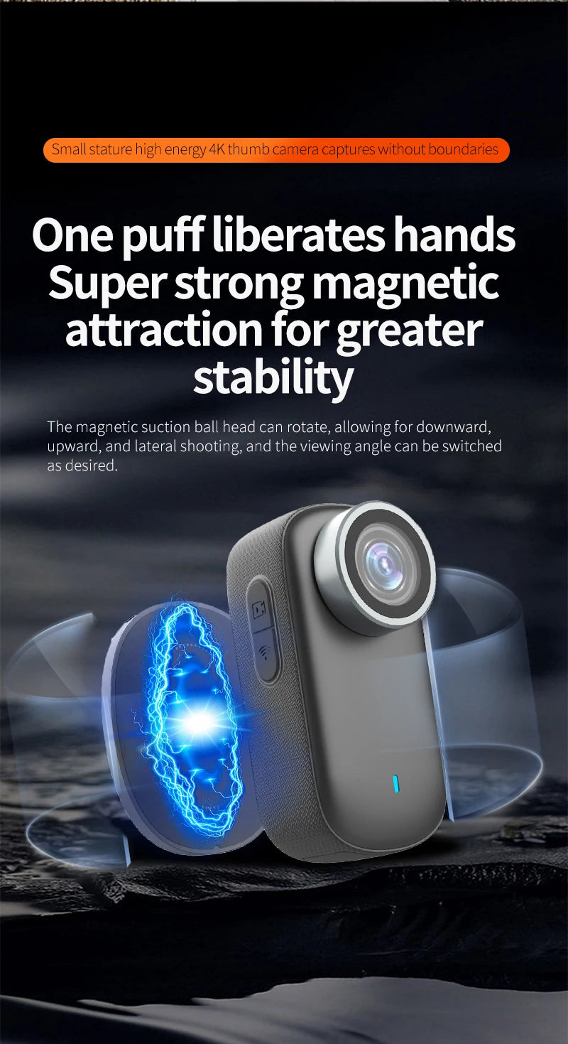 4K Thumb Camera IP68 Waterproof And Dustproof for Outdoor Cycling Outdoor Riding Camera