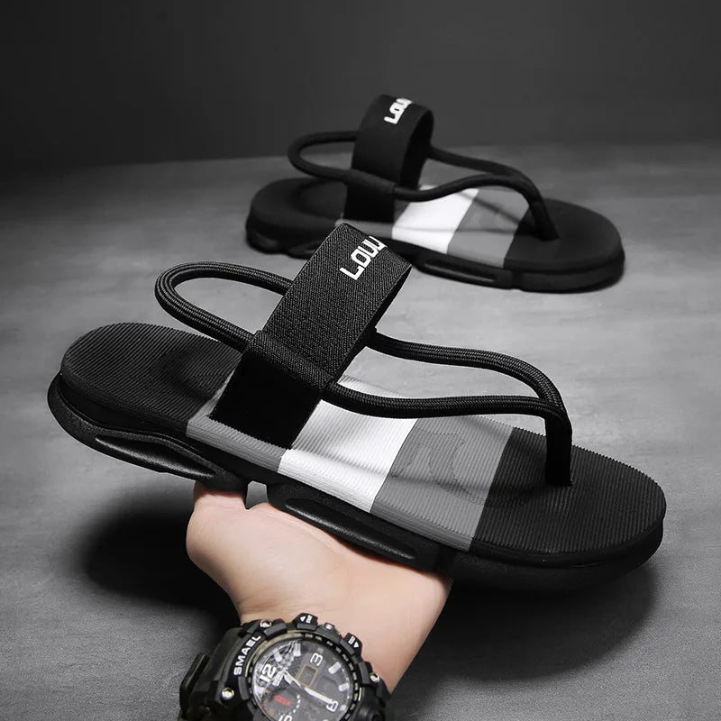 Summer Men Sandals New Beach Slippers High Quality Beach Flip Flops Fashion Solid Flat Outdoor Shoes Outdoors Non-slip Slippers