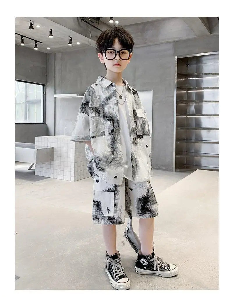 Kids Clothes Set Boys High Quality Fashion New 2023 Cool Boy Sets Spring & Autumn Linen Sets Three Quarter Jackets