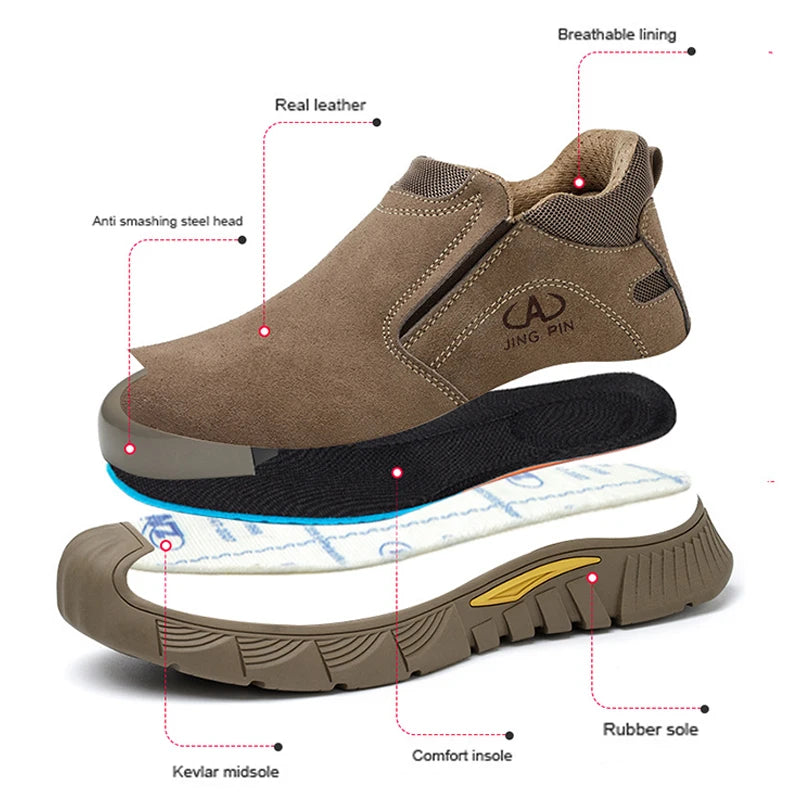 Imwete Fashion Work Safety Shoes Men Breathable Outdoor Hiking Steel Toe Sneakers Electric Welder Insulated Protection Footwear